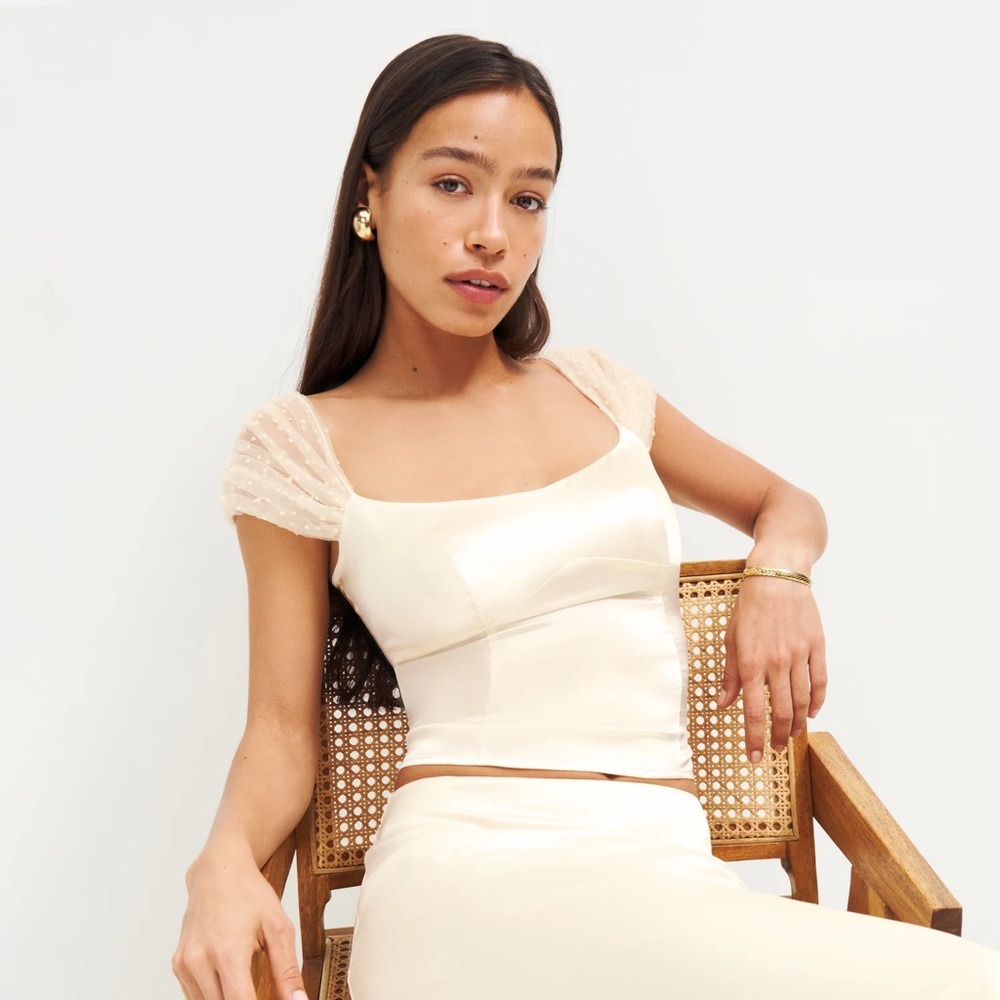 Reformation Bridget Silk Fior Di Latte Top Size 4